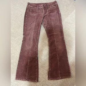 Dark pink corduroy low rise pants